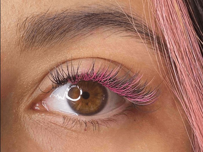Pink lash extensions will bring you a sweet look