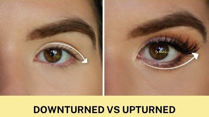 Downturned eyes have thicker, lower eyelids than the upturned ones