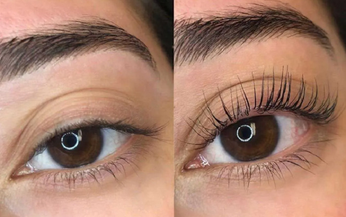 Eyelashes before and after lifting