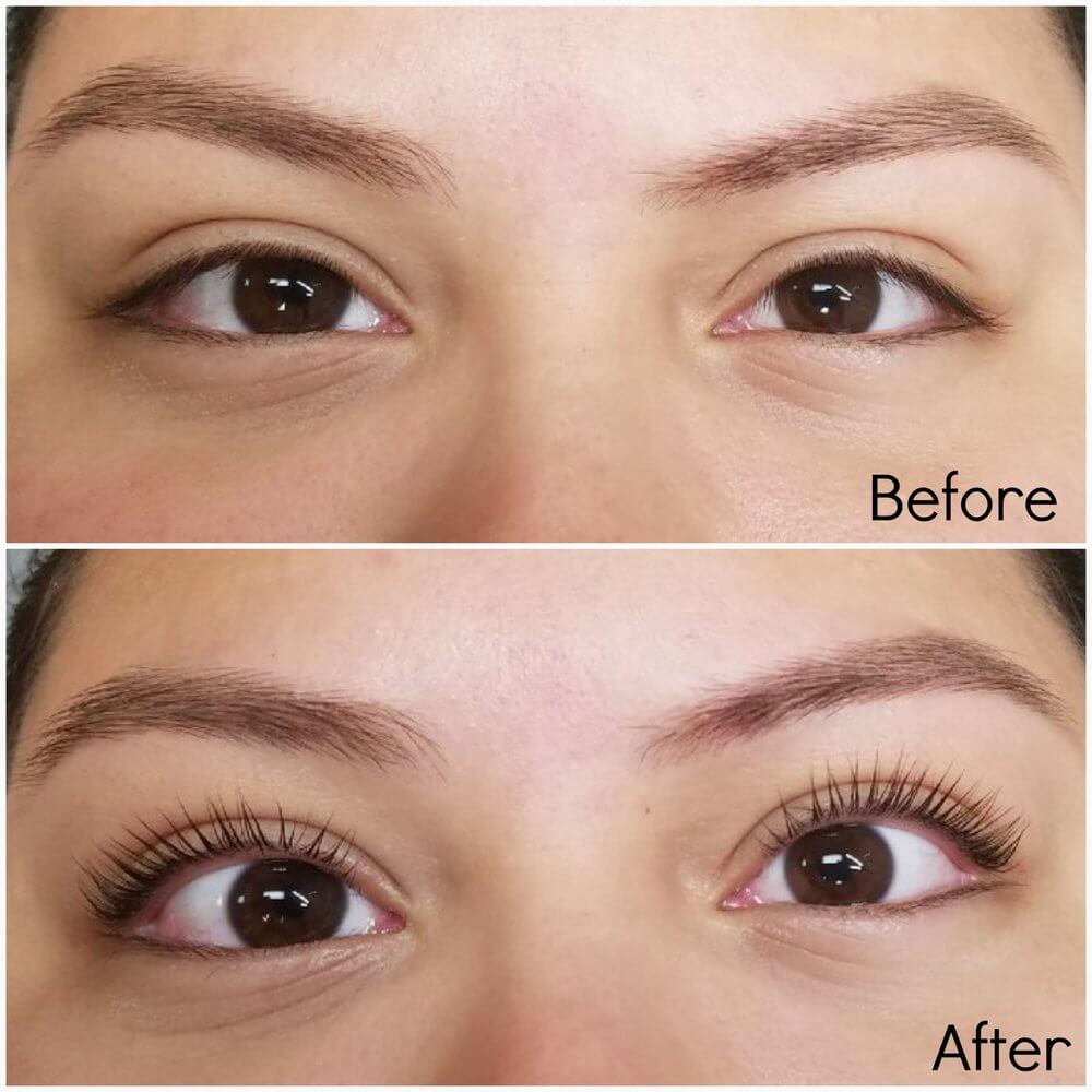 Straight eyelashes and glamor eyelashes after lash lift