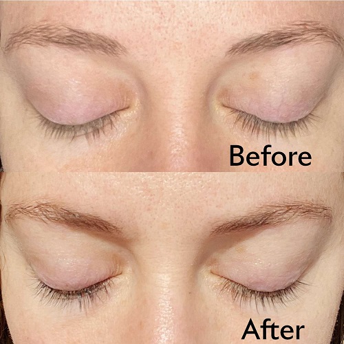 Eyelash tinting before and after