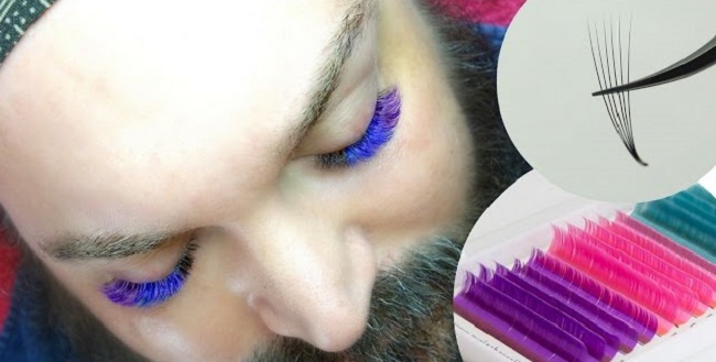 Color eyelash extensions for men