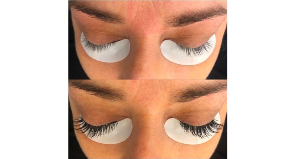 eyelash extensions before and after
