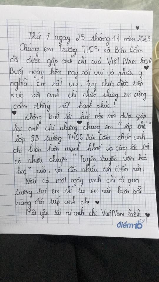 student's letter sent to Vietnamlash